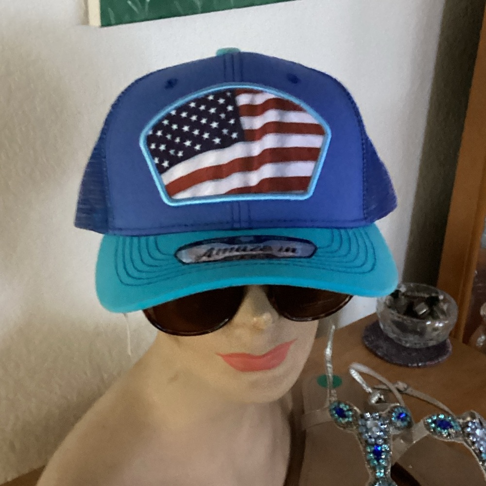 Blue and Teal American Flag Women's Cap